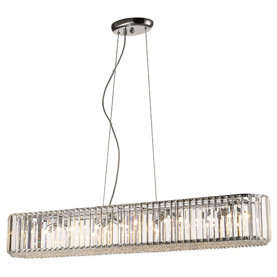 Belgravia 8 Bulbs Rectangular Ceiling Pendant Light In Chrome And Clear