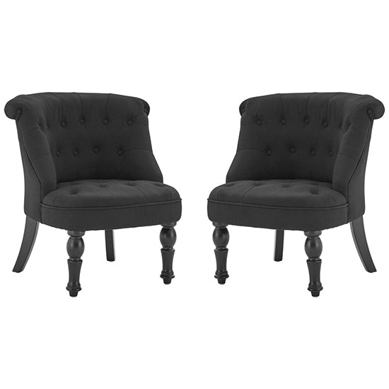 Belgravia Black Cotton Fabric Armchair In Pair