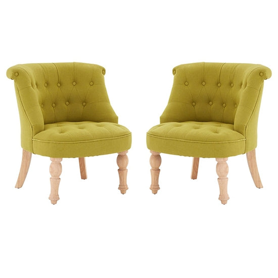 Belgravia Green Cotton Fabric Armchair In Pair