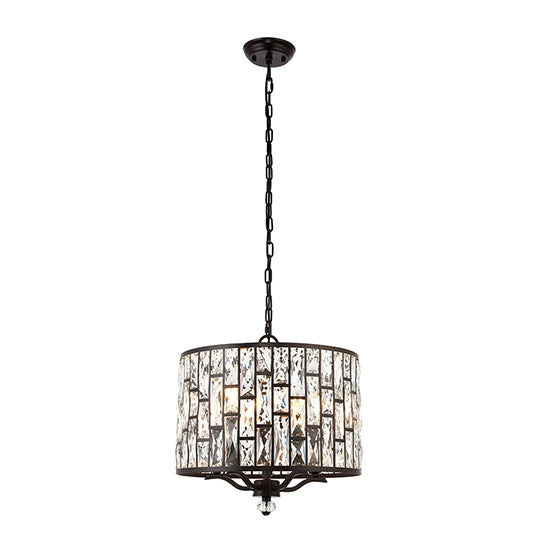 Belle Glass Crystals 5 Lights Ceiling Pendant Light In Dark Bronze