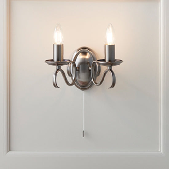 Bernice 2 Lights Wall Light In Antique Silver