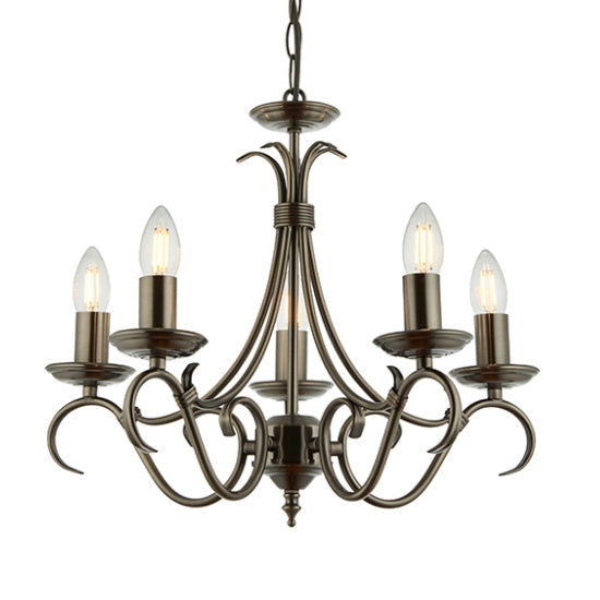 Bernice 5 Lights Ceiling Pendant Light In Antique Silver Effect