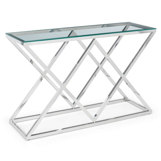 Biarritz Clear Glass Top Console Table With Chrome Legs