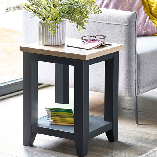 Bordeaux Wooden Lamp Table In Dark Grey