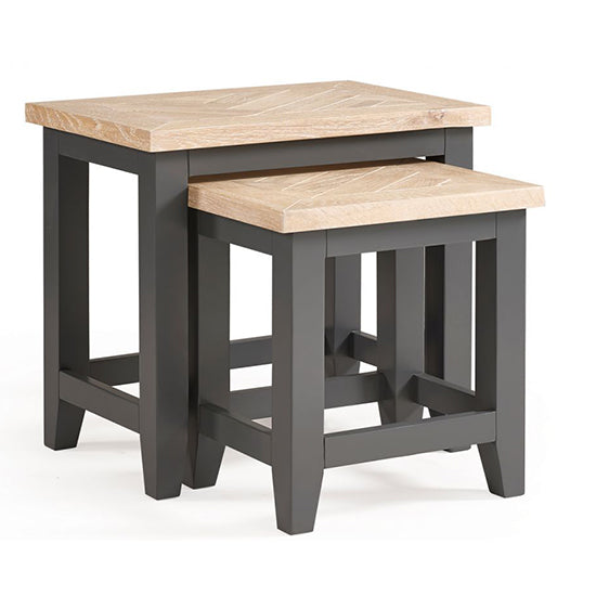 Bordeaux Wooden Nest Of 2 Tables In Dark Grey