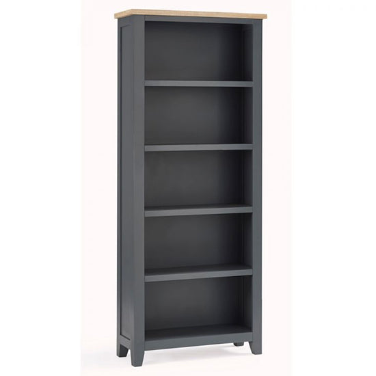 Bordeaux Wooden Tall Bookcase With 4 Shelves In Dark Grey