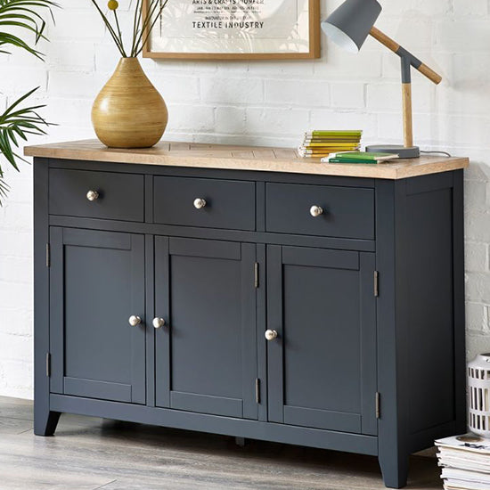 Bordeaux Wooden Sideboard With 3 Doors And 3 Drawers In Dark Grey