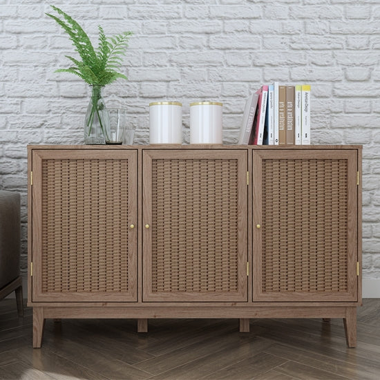 Bordeaux Large Wooden 3 Doors Sideboard In Oak