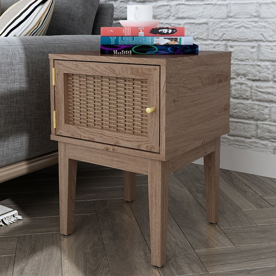 Bordeaux Wooden 1 Door Lamp Table In Oak