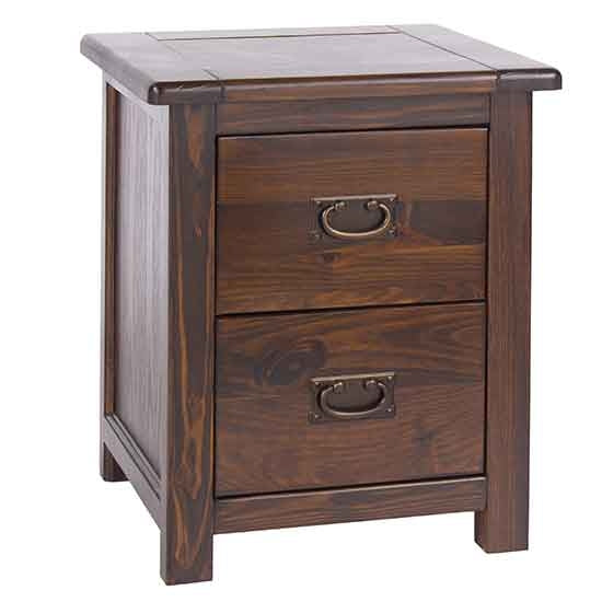 Boston Wooden 2 Drawers Bedside Cabinet In Dark