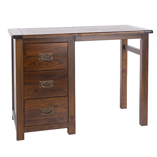 Boston Wooden Single Pedestal Dressing Table In Dark