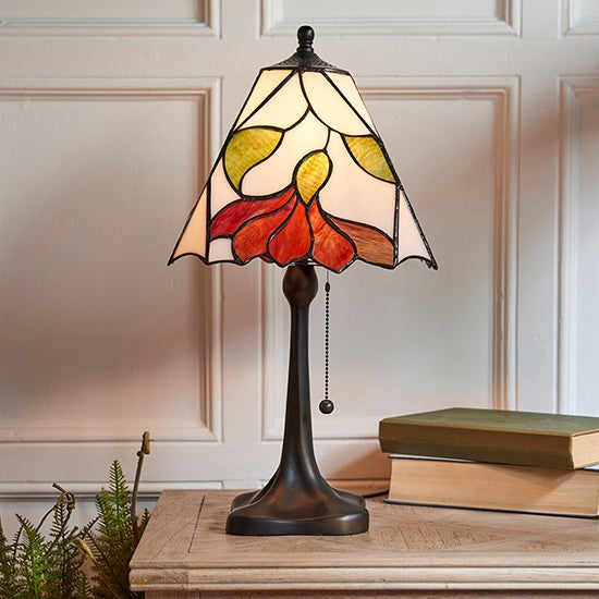 Botanica Medium Tiffany Glass Table Lamp In Dark Bronze