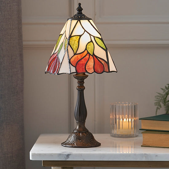 Botanica Small Tiffany Glass Table Lamp In Dark Bronze