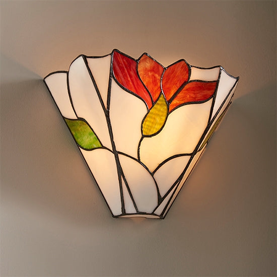 Botanica Tiffany Glass Wall Light In Matt Black