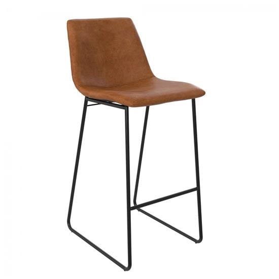 Bowden Faux Leather Molded Bar Stool In Caramel Maple