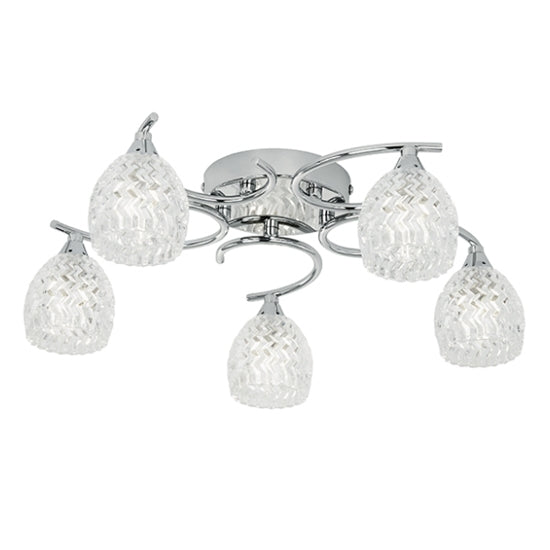 Boyer 5 Lights Clear Glass Semi Flush Ceiling Light In Chrome