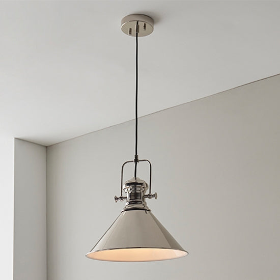 Brampton Pendant Ceiling Light In Polished Nickel