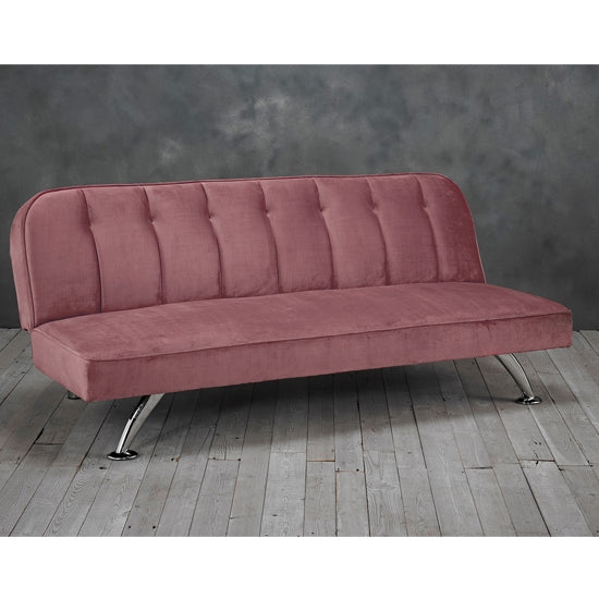 Brighton Velvet Upholstered Sofa Bed In Pink