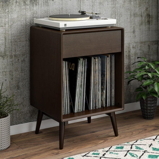 Brittany Wooden Turntable Cabinet With 1 Drawer In Walnut