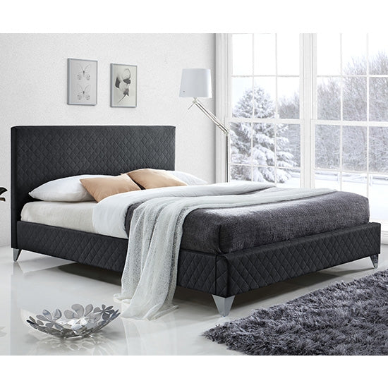 Brooklyn Fabric Upholstered King Size Bed In Dark Grey