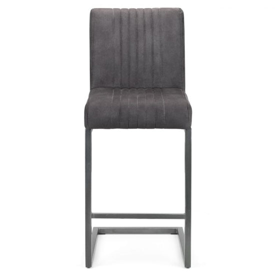 Brooklyn Faux Leather Bar Stool In Charcoal Grey