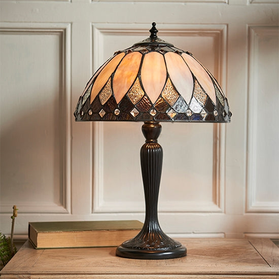 Brooklyn Small Tiffany Glass Table Lamp In Dark Bronze