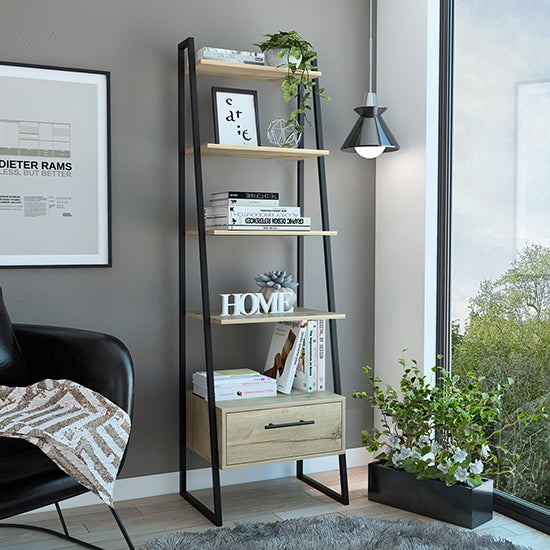 Brooklyn Wooden Ladder Shelf Unit In Bleached Pine Effect