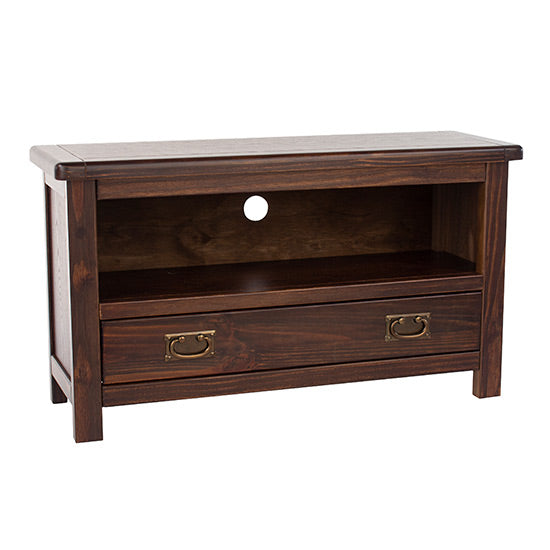 Highland Wooden Tv Stand With 1 Drawer In Dark Brown