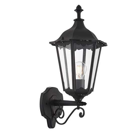 Burford Clear Glass Shade Wall Light In Matt Black