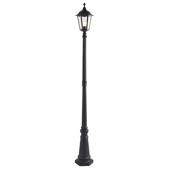 Burford Outdoor Clear Glass Shade Lamp Post In Matt Black