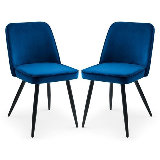 Burgess Blue Velvet Dining Chairs In Pair