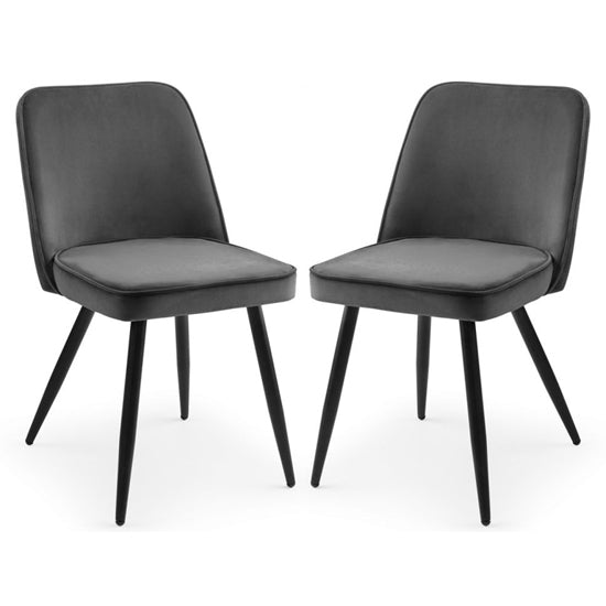 Burgess Grey Velvet Dining Chairs In Pair