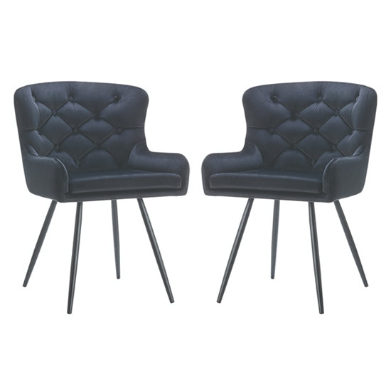 Burnhill Black Velvet Dining Chairs In Pair