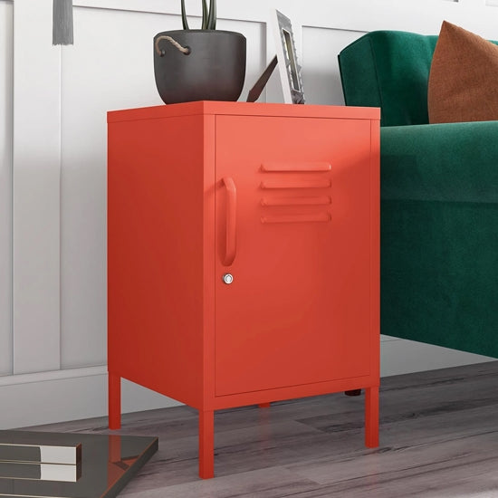 Cache Metal Locker End Table In Orange With 2 Doors