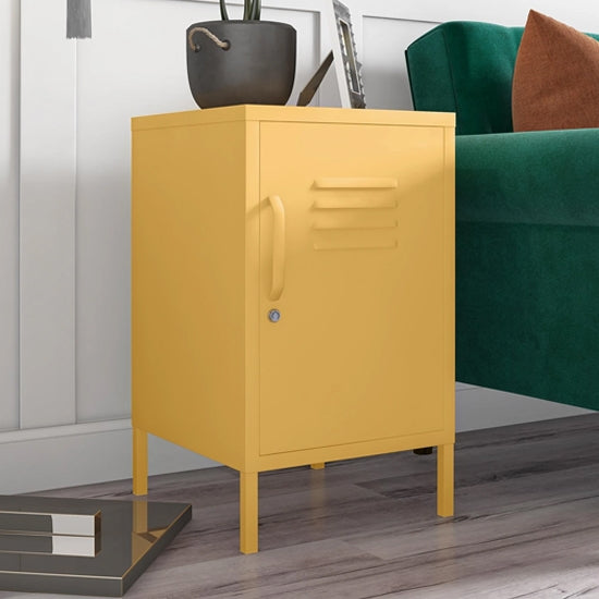 Cache Metal Locker End Table In Yellow With 2 Doors