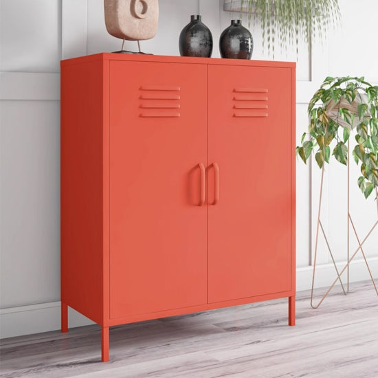 Cache Metal Locker Storage Cabinet In Orange With 2 Doors