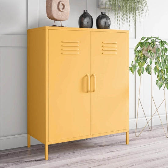 Cache Metal Locker Storage Cabinet In Yellow With 2 Doors