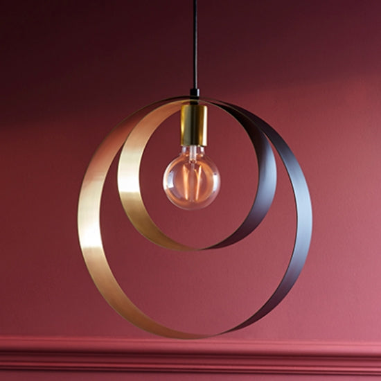 Cal Ceiling Pendant Light In Satin Brass And Matt Black