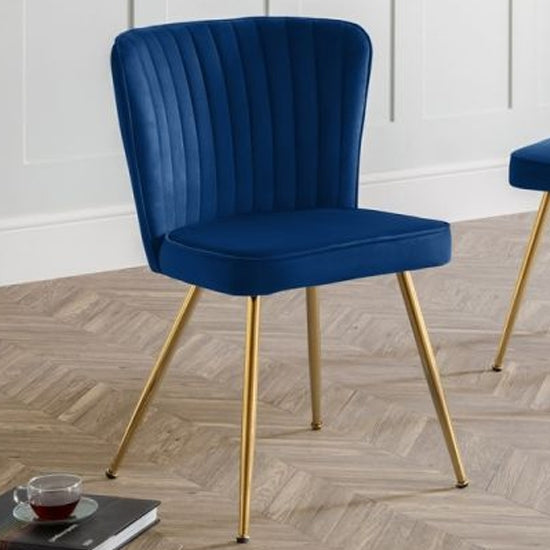 Cannes Velvet Dining Chair In Blue