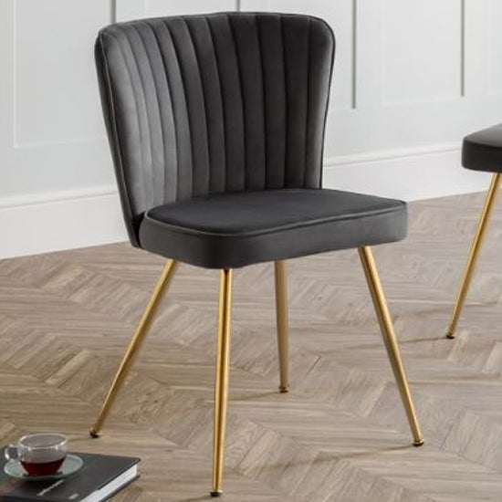 Cannes Velvet Dining Chair In Grey