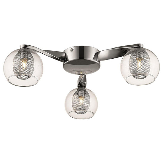 Canonbury 3 Bulbs Flush Ceiling Light In Chrome