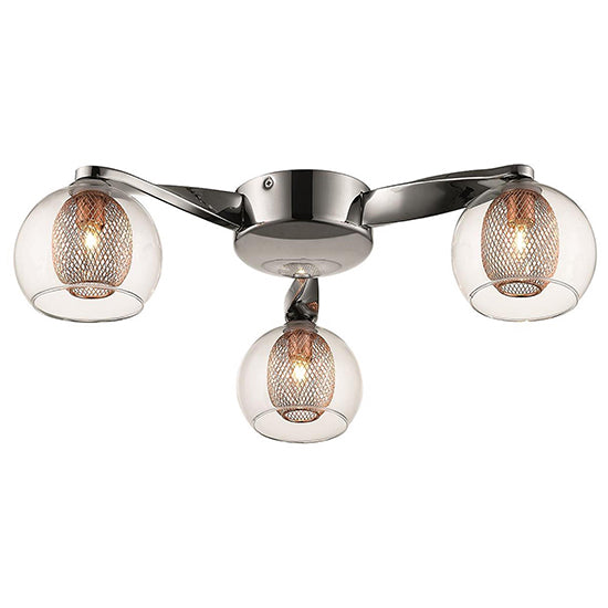 Canonbury 3 Bulbs Flush Ceiling Light In Copper