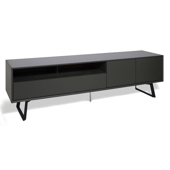 Carbon Large Wooden TV Stand In Charcoal Grey