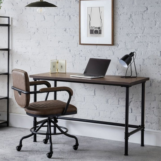 Carnegie Wooden Pipe Laptop Desk In Mocha Elm