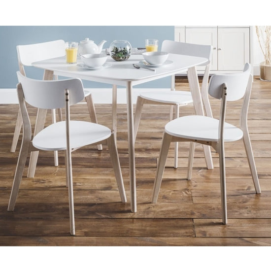 Casa Wooden Dining Table In Matt White And Lime Oak With 4 Chairs