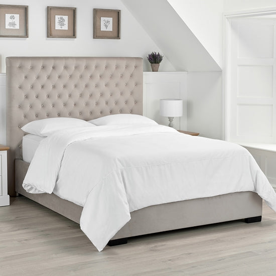 Cavendish Velvet Double Bed In Beige