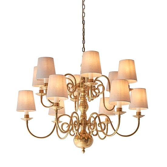 Chamberlain 12 Lights Pendant Light In Solid Brass With Marble Shades