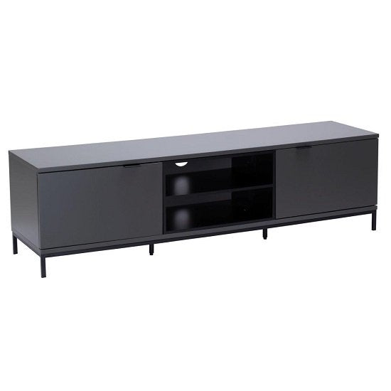 Chaplin Medium Wooden TV Cabinet In Charcoal