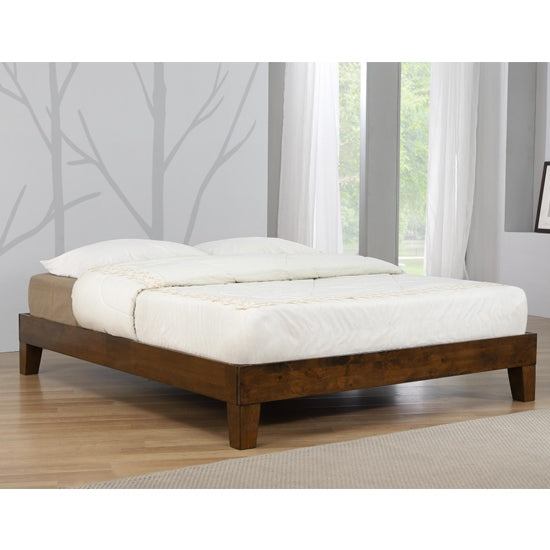 Charlie Wooden Platform Double Bed In Rustic Oak