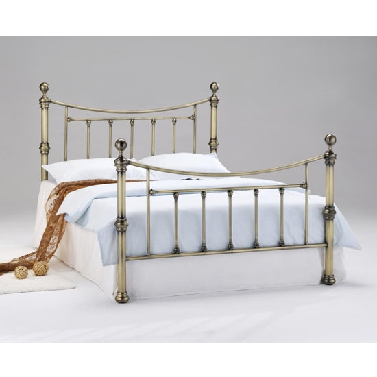 Charlotte Metal Double Bed In Antique Brass